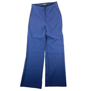 EXPRESS Wide Leg Dress Pants Women's Size 8 Long Navy Blue High Rise